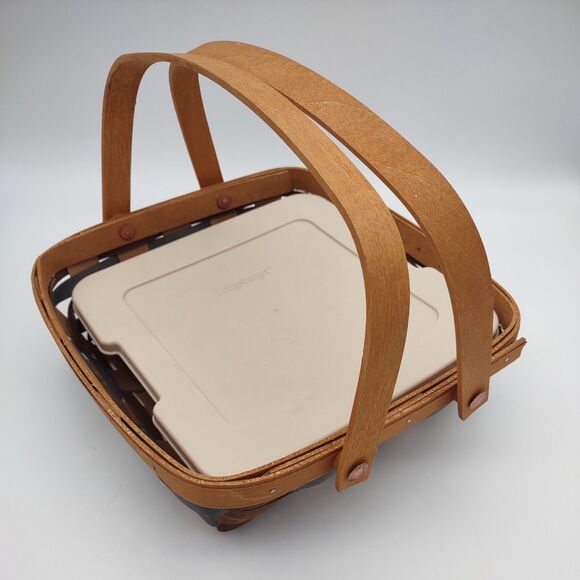 Longaberger Fieldstone Carry & Serve Square Basket with Food Storage Container - Picture 1 of 13